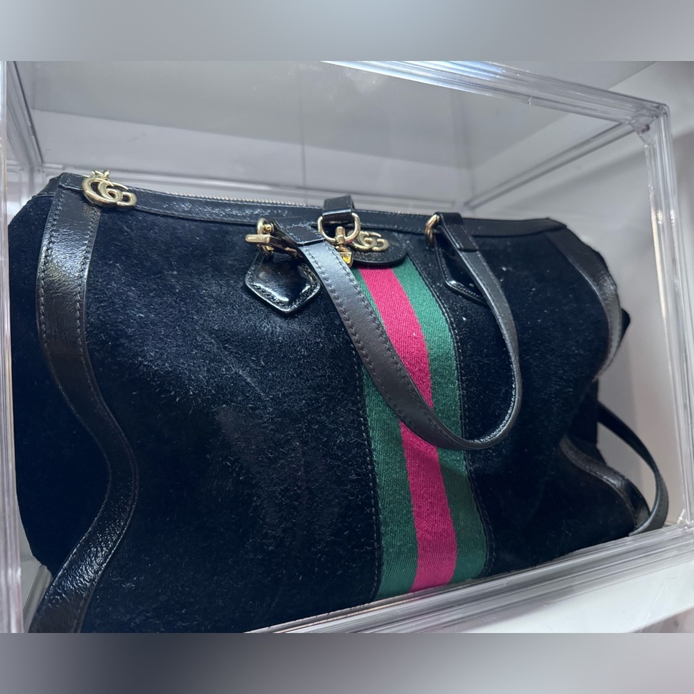 Gucci Black Leather and Suede Ophidia Tote Bag like New AUTHENTIC